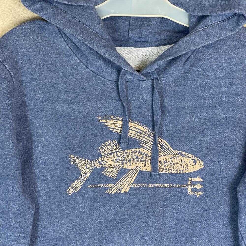 Patagonia Hoodie Womens S Blue‎ Flying Fish Graphic Long Sleeve Monk Sweatshirt - Picture 3 of 12